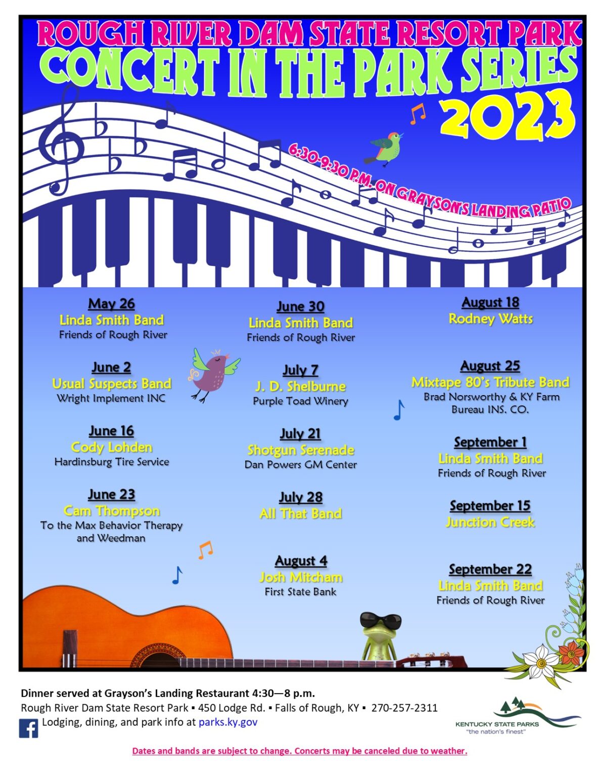 Rough River Dam State Park Concert Series In The Park 2023